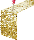 VHH Sequin Table Runner 12 x 108 inches Gold Table Runner, Glitter Runner for Party Wedding Birthday, Party Spring Easter Rustic, Birthday Supplies Decorations (1 Pack).