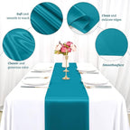 12 Pack Turquoise Satin Table Runner,12 x 108 inch Long Premium Smooth Table Runner for Wedding, Banquets, Birthday, Party,Graduation,Engagements,Table Runners fit Rectangle and Round Table