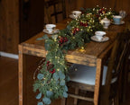6.3FT Christmas 144 Branch Tips Cedar Garland with LED String Lights, Anna's Whimsy Seasonal Artificial Pine Cypress Garland, Holiday Indoor Outdoor Christmas Decor