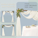 4 Panels Wedding Arch Draping Fabric 28" x 20 Ft Nuptials Arch Drapes Chiffon Fabric Drape Sheer Backdrop Curtain for Wedding Party Ceremony Birthday Swag Arbor Drapery Reception Ceiling Decor(Ivory)