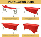 6-Pack 6ft Red Spandex Table Covers for Rectangle Standard Folding Tables - Wrinkle Resistant Stretch Tablecloths - Ultimate Fitted Table Protector for Parties, Trade Shows, Wedding
