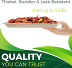 50 Pack Brown 14" Heavy Duty Disposable Rectangle Food Trays, Compostable Extra Large Paper Platter Plates Serving Crawfish, Lobster, Crab for Party, BBQ, Crawfish Boil Accessories