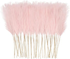 50pcs Pink Faux Pampas Grass Decor, 21.6" Short Artificial Pompous Grass Floral Fake Pompas Grass Branches Vase Filler Flower Arrangement for Home Wedding Boho Decor