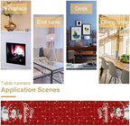 Christmas Table Runner,Christmas Snowman Snowflakes Winter Seasonal Table Cloth Kitchen Dining Table Decoration for Home Party Decor 13x60 Inch