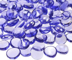 KINGOU Flat Glass Gems/Marbles/Stones/Beads for Vase Filler, Table Scatter, Games - 1 Lbs (17-19mm, Approx. 3/4") (Purple, Standard) - Light Purplish Blue