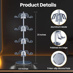 4 Tier Aluminum Alloy Game Controller Stand, Rotatable Gaming Controller Headset Holder Compatible with PS5 Xbox Nintendo Switch PS4, Controller Headphone Stand Organizer Rack for desk, Grey