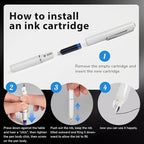 Retractable Fountain Pen Set, Click Fountain Pen Fine Nib, Capless Fountain Pen, Click-to-Write Pen with 5 Black Ink Cartridges, for Writing Journaling Sketching Drawing Calligraphy White