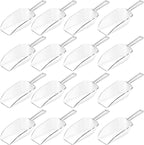 Hestya 16 Pcs Christmas Multi Purpose Clear Plastic Scoops for Candy Buffet Acrylic Kitchen Ice Food Popcorn Scoops for Protein Powders, Ice Cream, Coffee, Tea Jar (4.3 Inch)
