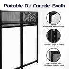 Portable DJ Booth 40" x 20", DJ Facade Table with Black/White Light Scrims, Foldable DJ Stand for Laptop and Controller,with Carry Bag, Cable Hole, Perfect for Bars, Clubs, Party, Private Events