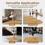 Dance Floor Mat Non-Slip with Shoulder Strap Portable and Dance Resistance Band, Dance Floor for Ballet,Jazz, Pop Thick PVC Practice Floor Reusable Mat (Dark Natural Wood Color, 200cm*90cm*0.5cm)