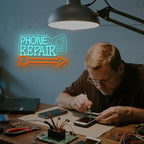 Looklight Phone Repair Neon Sign Dimmale Neon Lights For Wall Decor Led Lights ForMobile Phone Repair Shop Business Cellphone Repair Shop Decor USB Powered 14.6x9.1in