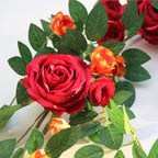 6FT Bendable Flower Garland, Artificial Rose Vine Hanging Floral Garland Decoration for Weding Home Room Wall Decor (Red, 1pcs)