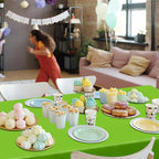 QZYL 12 PCS Bright Plastic Table Cover, 54 X 108 in Rectangle Disposable Table Cloth for Picnic, Light Green Plastic Tablecloth for Parties Weddings Graduation Birthday