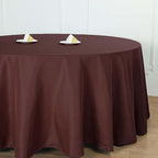 Efavormart Round Tablecloth, 132 Inch Stain & Wrinkle Resistant Washable Table Cloth, Decorative Polyester Fabric Table Cover for Banquet, Wedding, Dining- Chocolate