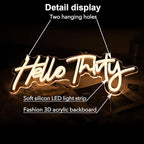 Warm White Hello Thirty Neon Sign 30th Birthday Party Neon Sign For Wall 30th Birthday Photo Background Neon Lights Neon Sign For Bedroom Living Room Dorm Office Decor