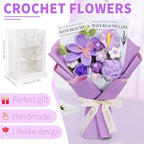 Crochet Flowers Bouquet, Handmade Knitting Crochet Flowers, Tulips Flower and Calla Lily Bouquet for Birthday, Teacher’s Day, Graduation, Valentines (Purple)