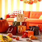 Sherr 100 Pcs Mini Gift Bags Bulk, 4 x 2.75 x 4.5 Inches Paper Bags with Tags, Extra Small Paper Gift Boxes with Handles for Birthday, Party Favors, Weddings, Small Business (Fall Color)
