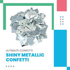Ultimate Confetti, Rectangular Silver Mylar Shiny Foil Metallic Confetti for Cannon and Launcher use - Mother’s Day Confetti for Wedding, Parties, Gender Reveal and Live Events - 30 lb, 480 oz