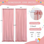 10ft x 10ft Dusty Rose Chiffon Backdrop Curtain with Lights String for Parites Wedding Wrinkle Free Curtain Photo Backdrops Drapes for Baby Shower Birthday Party Home Decorations