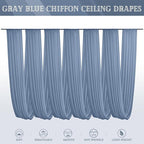 6 Panels Dusty Blue Ceiling Drapes for Wedding 5ftx30ft Chiffon Fabric Arch Draping Curtains Sheer Drapery for Party Ceremony Birthday Baby Shower Reception Stage Swag Ceiling Decorations