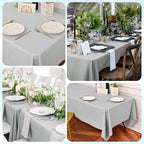 6 Pack Light Grey Rectangular Tablecloths, 60 x 126 Inch, Polyester/Fabric, Wrinkle & Stain Resistant, Classic Style, Perfect for 8ft Tables, Weddings, Banquets, Parties