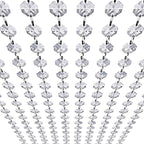 33ft K9 Glass Crystal Garland Strands - Hanging Chandelier Gem Bead Chain - 14mm Clear Octagon Prism Diamond String Decorations for Wedding Party Manzanita Centerpiece Christmas Tree