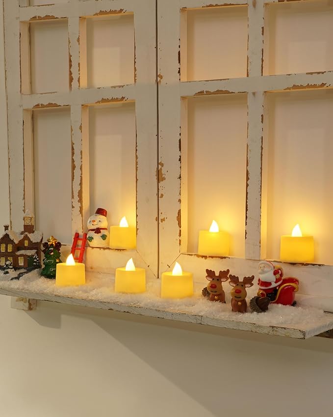 Amagic 100 Pack LED Tea lights, Flameless Votive Candles, Lasting Electric Fake Small Candles, Battery Operated Tealights Candles for Halloween, Christmas, Home Decor, Wedding, Party, Festival (Ivory)