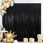 SquarePie Sequin Backdrop Curtain Less See Through Thick Background for Halloween Party 4FT x 8FT Black