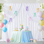 White Backdrop Curtain: 5.8×8ft Backdrop DIY Creative Photography Props Background - Shower Party Event Decorations
