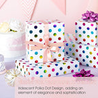 Yarcony Colorful Polka Dot Wrapping Paper Mini Roll, Gift Wrapping Paper, Rainbow Polka-Dot Gift Wrap for Present Packaing, Boys Girls Birthday, Party, Holidays, and Celebrations(17 Inch X 16.5 Feet)