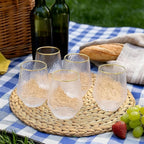 40 count Diamond Unbreakable Stemless Plastic Wine Champagne Whiskey Glasses Elegant Durable Disposable Indoor Outdoor Ideal for Home, Office, Bars, Wedding, 12 Ounce Cups (Hammered Gold Rim)