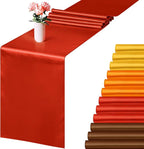 Aneco 12 Pack Satin Table Runner 12 x 108 Inch Fall Autumn Long Wedding Satin Silk Table Runner for Thanksgiving Halloween Party Decoration Wedding Banquet Graduations Birthday