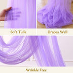 Wedding Arch Draping Fabric Backdrop 2 Panel 30" x 19Ft Purple Drapes Curtains for Wedding Reception Sheer Tulle Backdrop Curtain for Ceremony Birthday Party Baby Shower Arbor Ceiling Decorations