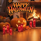 Raycare Flameless Candle with Remote Timer – 5 Flickering Acrylic Battery Operated LED Pillar Candles with Embedded Star String for Halloween, Home Decor, and as a Gift(Red)