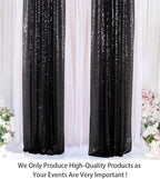 ShinyBeauty Sequin Curtains 2 Panels Black 2FTx8FT Sequin Photo Backdrop Black Sequin Backdrop Curtain Pack of 2-1011E