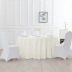 108 inch Round Tablecloth Washable Polyester Table Cloth Decorative Table Cover for Wedding Party Dining Banquet（108 inch,Ivory）