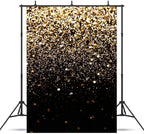 WOLADA Black and Gold Backdrop Golden Glitter Backdrop for Photography Wedding Birthday Baby Shower Party Photo Studio 5x7FT 11412