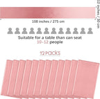 Aneco 12 Pack Satin Table Runner 12 x 108 Inch Rose Gold Long Wedding Satin Silk Table Runner for Wedding Banquet Graduations Birthday Party Decoration