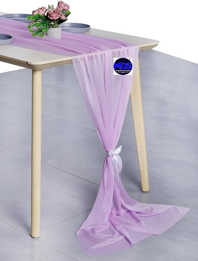 MDS Halloween Chiffon Table Runner - 15 Pack, 29 x 170 Inches, 14ft Each - Sheer Spooky Table Runners for Haunted House Parties, Trick-or-Treat Tables, Witchy Décor, Wedding & Events - Orchid
