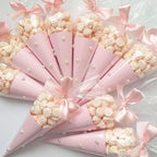 EKAPACKAGING 100Pcs 7x15 Inches Clear Cone Shaped Treat Cellophane Bags Twist Tie Triangle Christmas Party Favor Cotton Candy Bags With Ties For Popcorn, Chocolates, Ice Cream Cone