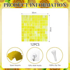 12PCS Colorful Yellow Shimmer Wall Backdrop, Square Sequin Photo Backdrops Panel, Glitter Wall Background for Birthdays, Weddings, Christmas, Engagements, Disco Bachelorette Party Decor (3FTx4FT)