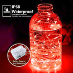 pozzolanas 8 Pack Red Battery Operated String Lights - 7ft Waterproof Fairy Lights with 20 LEDs for Home, Mason Jar, Party, Wedding, Halloween, Christmas Decorations