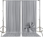 10ft x 10ft Dark Grey Backdrop Curtains for Parties, Fabric Satin Background Curtain with Rod Pockets for Weddings, Birthday, Baby Shower, Photography, Graduation Party Backdrop Drapes, 2 Panels
