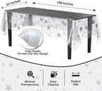 Exquisite Clear Silver Star Tablecloth Plastic 12-Pack Disposable Rectangle Tablecloths 54" x 108" Silver Star Table Cloths Rectangle Table Covers Plastic Tablecloth for Party Decorations