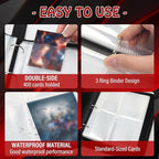 Madrigal Trading Card Binder 4 Pocket,400 Pockets Card Holder with 50 Removable Sleeves,Trading Card Albums for Game Cards,Premium Card Book, Game Cards & Sports Cards Black