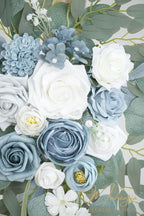 Artificial Arch Flowers Kit(Pack of 4),2Pcs Artificial Flower Arch Decor, 2Pcs Drapes, Ceremony and Reception Background Rose Decoration, Grayish Blue Floral Outdoor Party Decor