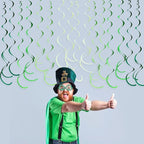36Pcs Green Hanging Swirl Decorations Ombre Green Felt Swirl Streamer Spiral Ceiling Garland for Spring Summer Birthday Wedding Baby Shower Graduation Christmas St Patrick's day Holiday Party Supplies
