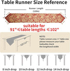 Luxury Vintage Table Runner 120 inches Long Embroidery Jacquard Fabric with Multi-Tassels Table Runners for Dining Room Dresser Wedding Christmas Thanksgiving Party Decorations (Red, 12X120inch)
