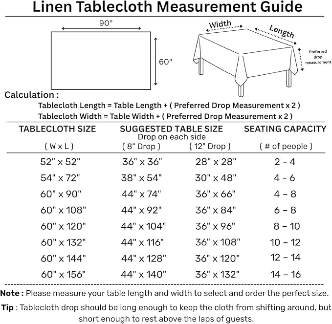 Solino Home Linen Tablecloth for Rectangle Tables 60 x 90 Inch - Classic Hemstitch 100% Pure Linen Soft Grey Table Cloth - Machine Washable Cloth Tablecloth for Fall, Autumn, Thanksgiving, Christmas