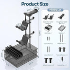 KDD Headphone Stand with Drawer - Headset & Controller Holder for Desk - Aluminum Supporting Bar Earphone Stand with Cable Organizer - Universal Gaming PC Accessories Storage
